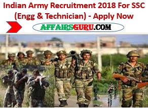 Indian Army Recruitment 2018 For SSC (Engg & Technician)