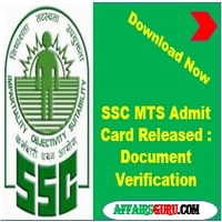 SSC MTS Admit Card Released download Now