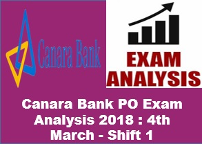 Canara Bank PO Exam Analysis 2018 4th March - Shift 1