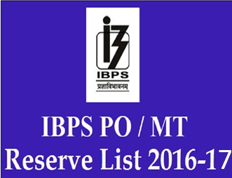 IBPS PO Reserve List 2016-2017 Out