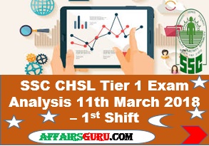 SSC CHSL Tier 1 Exam Analysis 11th March 2018 Shift 1