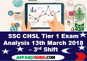SSC CHSL Tier 1 Exam Analysis 13th March 2018 - Shift 3