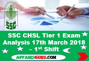 SSC CHSL Tier 1 Exam Analysis 17th March 2018 Shift 1