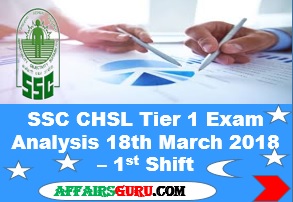 SSC CHSL Tier 1 Exam Analysis 18th March 2018 Shift 1