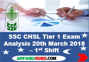 SSC CHSL Tier 1 Exam Analysis 20th March 2018 Shift 1