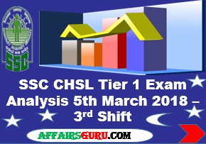 SSC CHSL Tier 1 Exam Analysis 5th March 2018 - Shift 3