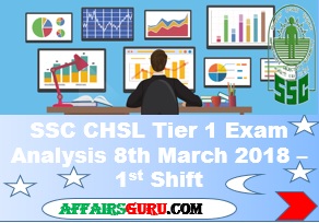 SSC CHSL Tier 1 Exam Analysis 8th March 2018 Shift 1