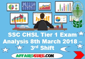 SSC CHSL Tier 1 Exam Analysis 8th March 2018 - Shift 3