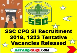 SSC CPO SI 2018 Recruitment Notification - AffairsGuru