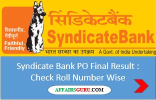 Syndicate Bank PO Final Result