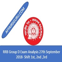 RRB Group D Exam Analysis 27th September 2018 Shift 1, 2,,3