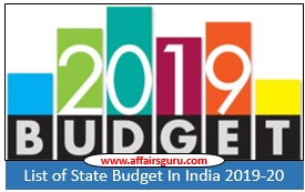List of State Budget In India 2019-20