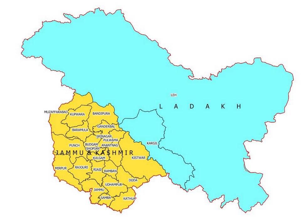 Jammu & Kashmir and Ladakh New Map 2019